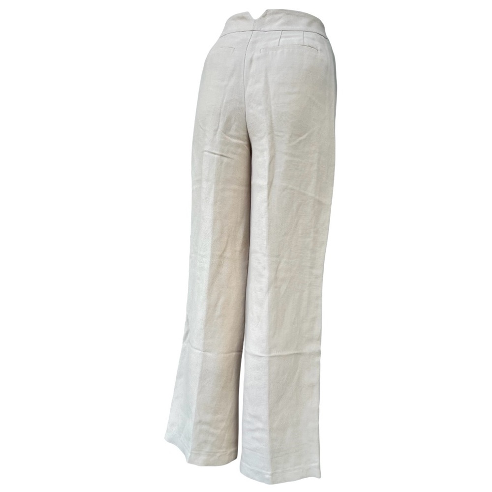 Vintage Dana Buchman Women Beige Linen-Trousers Straight Leg Classic 90's Pants